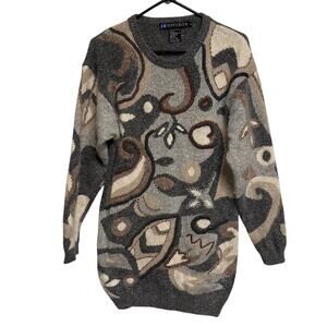 Vintage Beaded Women's Sweater US M Silk Angora Rabbit Hair Lambswool Hong Kong